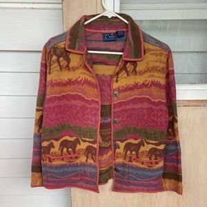 Jane Ashley Vibrant Pink and Olive Cardigan